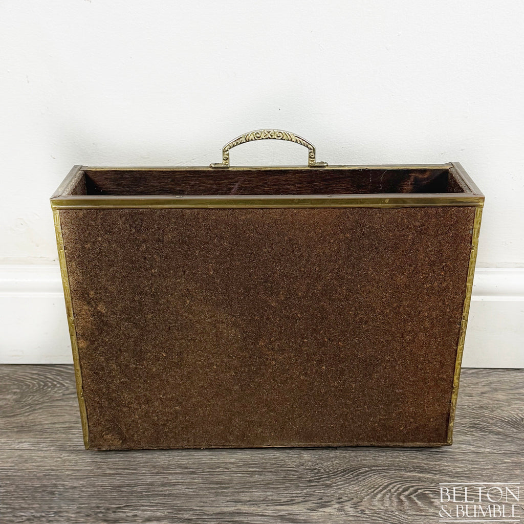 Vintage Brass Coaching Scene Magazine Rack by Lombard