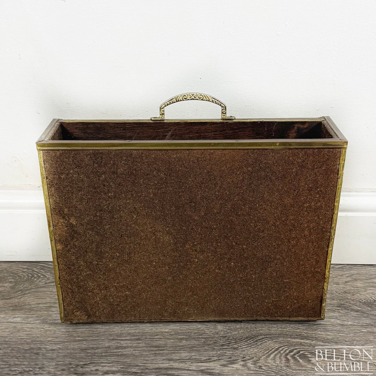 Vintage Brass Coaching Scene Magazine Rack by Lombard