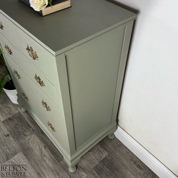 Four Drawer Mahogany Chest of Drawers in Light Sage Green