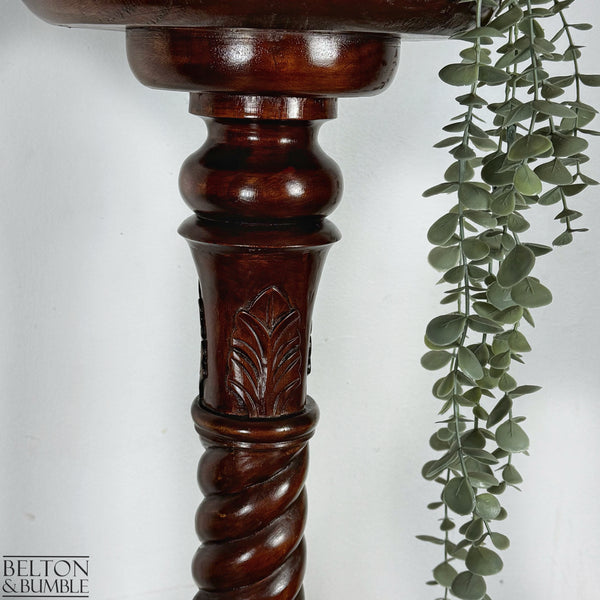 Vintage Solid Wood Carved Torchere Plant Stand / Pedestal