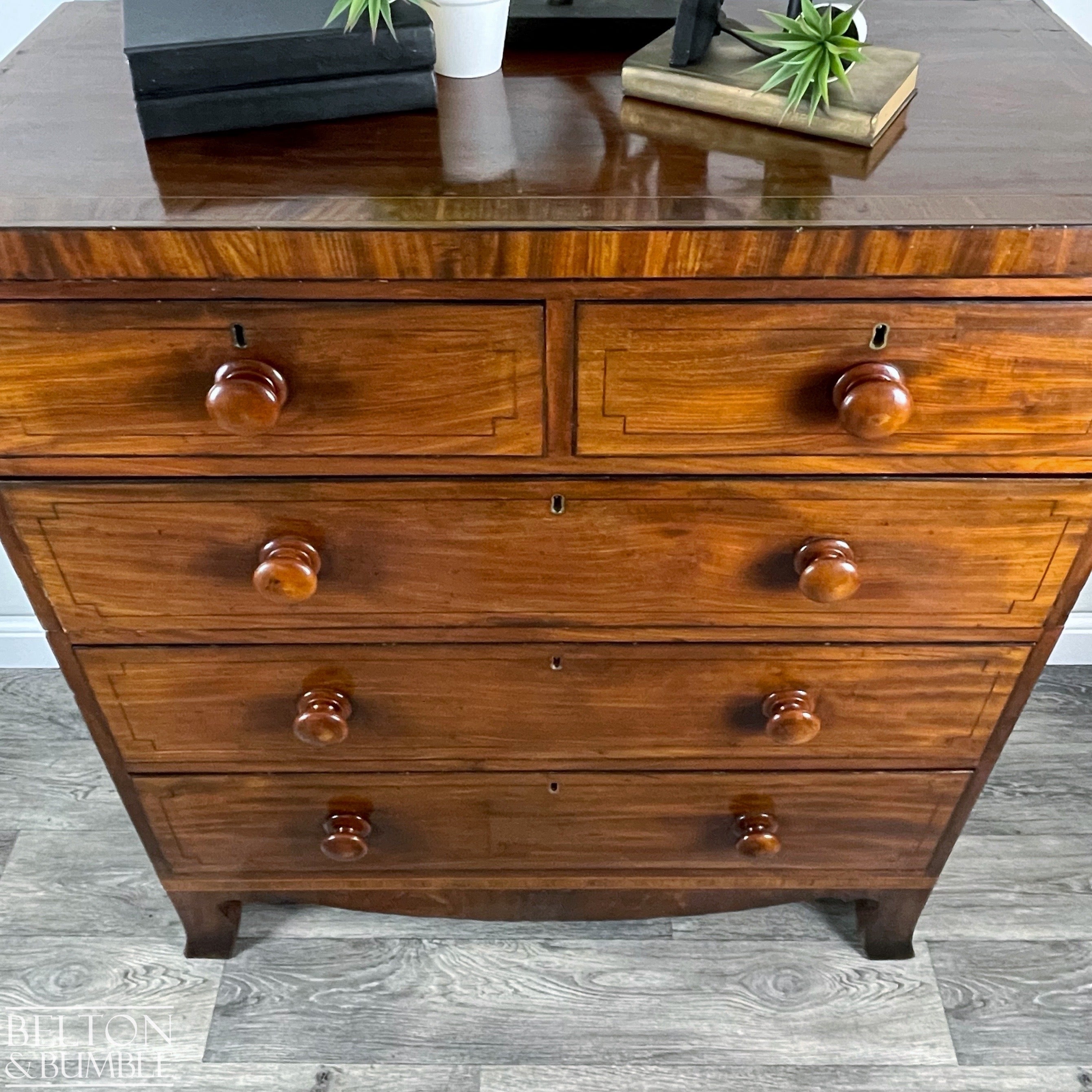 Victorian Mahogany Five Drawer Chest of Drawers-Belton & Bumble