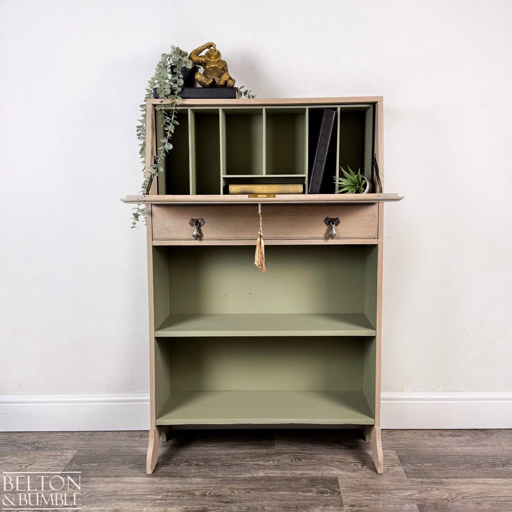 Oak Bookcase Bureau Desk with Shelving-Belton & Bumble