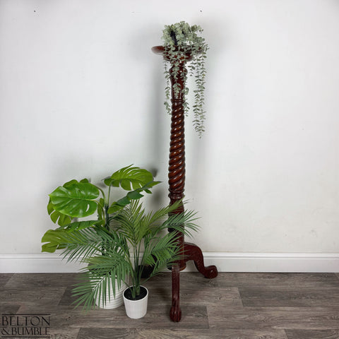 Vintage Solid Wood Carved Torchere Plant Stand / Pedestal