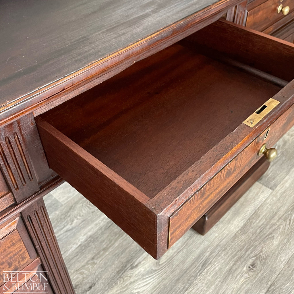 Mahogany Nine Drawer Twin Pedestal Desk-Belton & Bumble