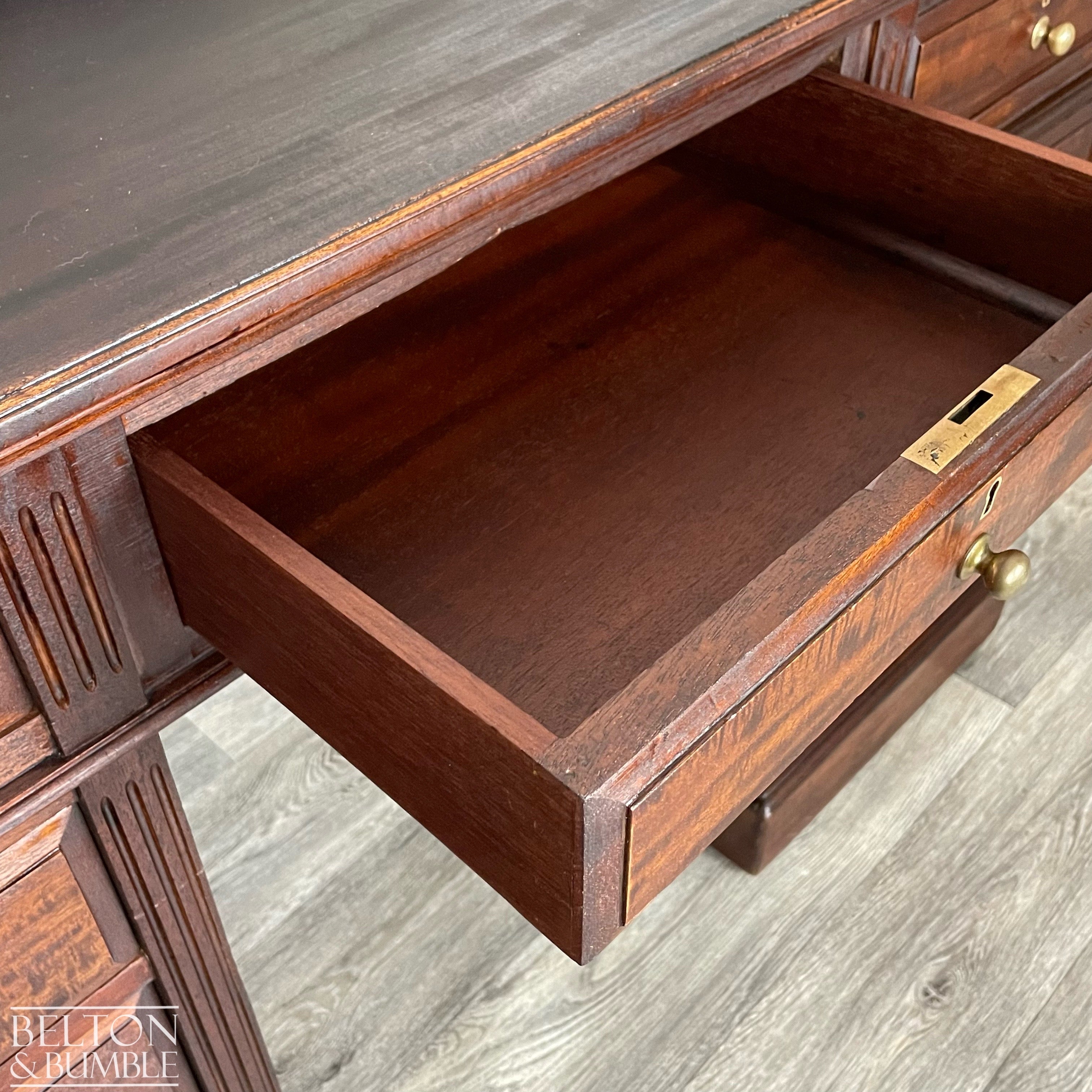 Mahogany Nine Drawer Twin Pedestal Desk-Belton & Bumble