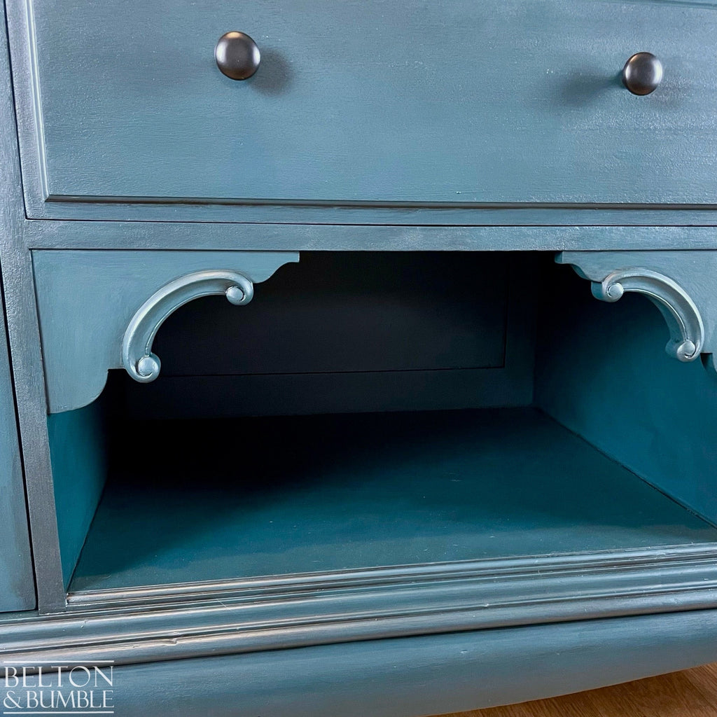 Solid Wood Carved Blue Drinks Cabinet Sideboard
