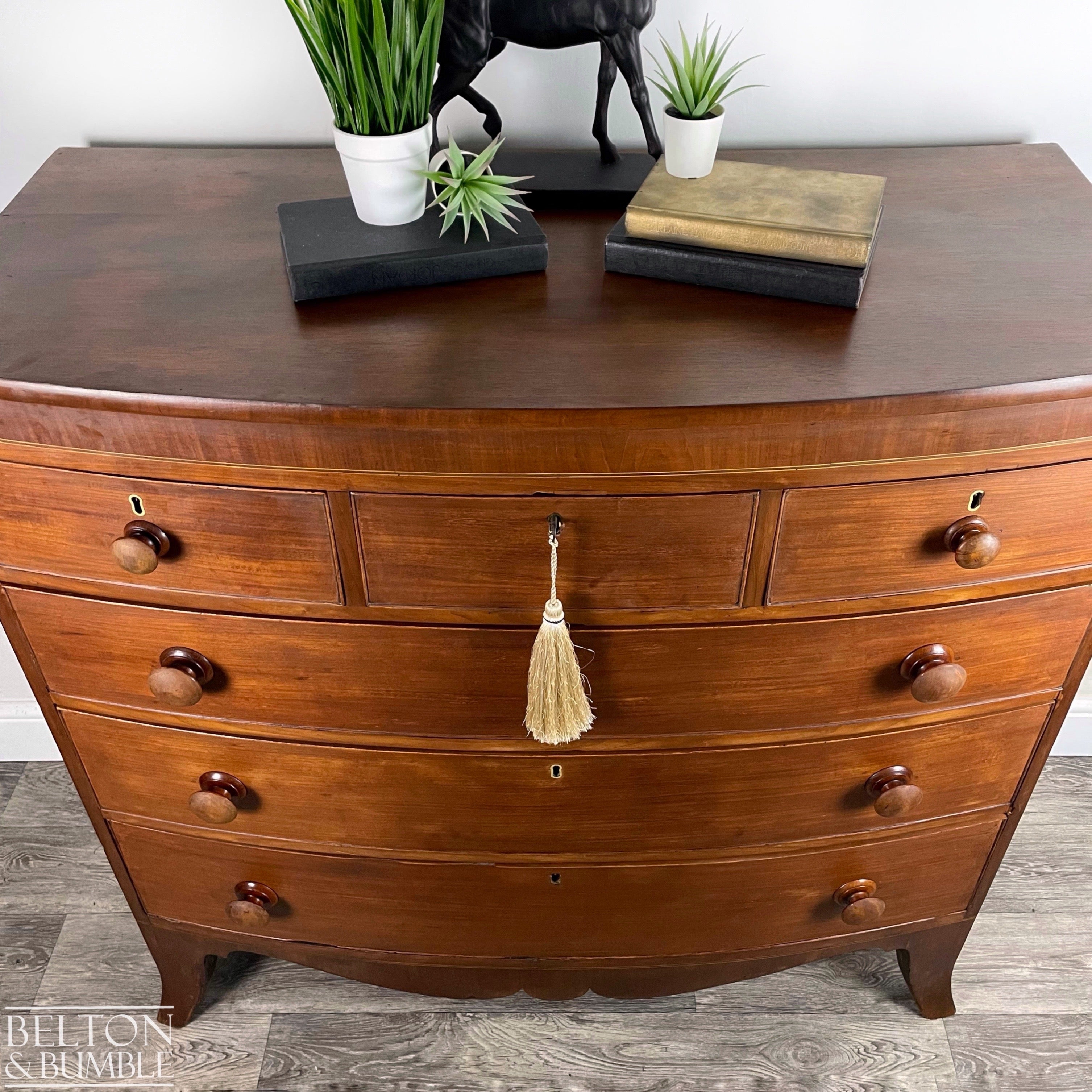 Victorian Bow Fronted Five Drawer Chest of Drawers-Belton & Bumble