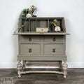 Oak Writing Desk Bureau in Green Grey-Bureau-Belton & Bumble