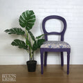 Purple Balloon Backed Chair Reupholstered Purple Paisley Print Fabric-Belton & Bumble