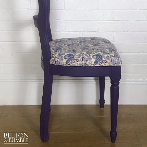 Purple Balloon Backed Chair Reupholstered Purple Paisley Print Fabric-Belton & Butler