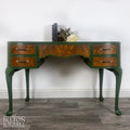 Kidney Shaped Desk In Walnut With Farrow & Ball Painted Detail-Belton & Bumble