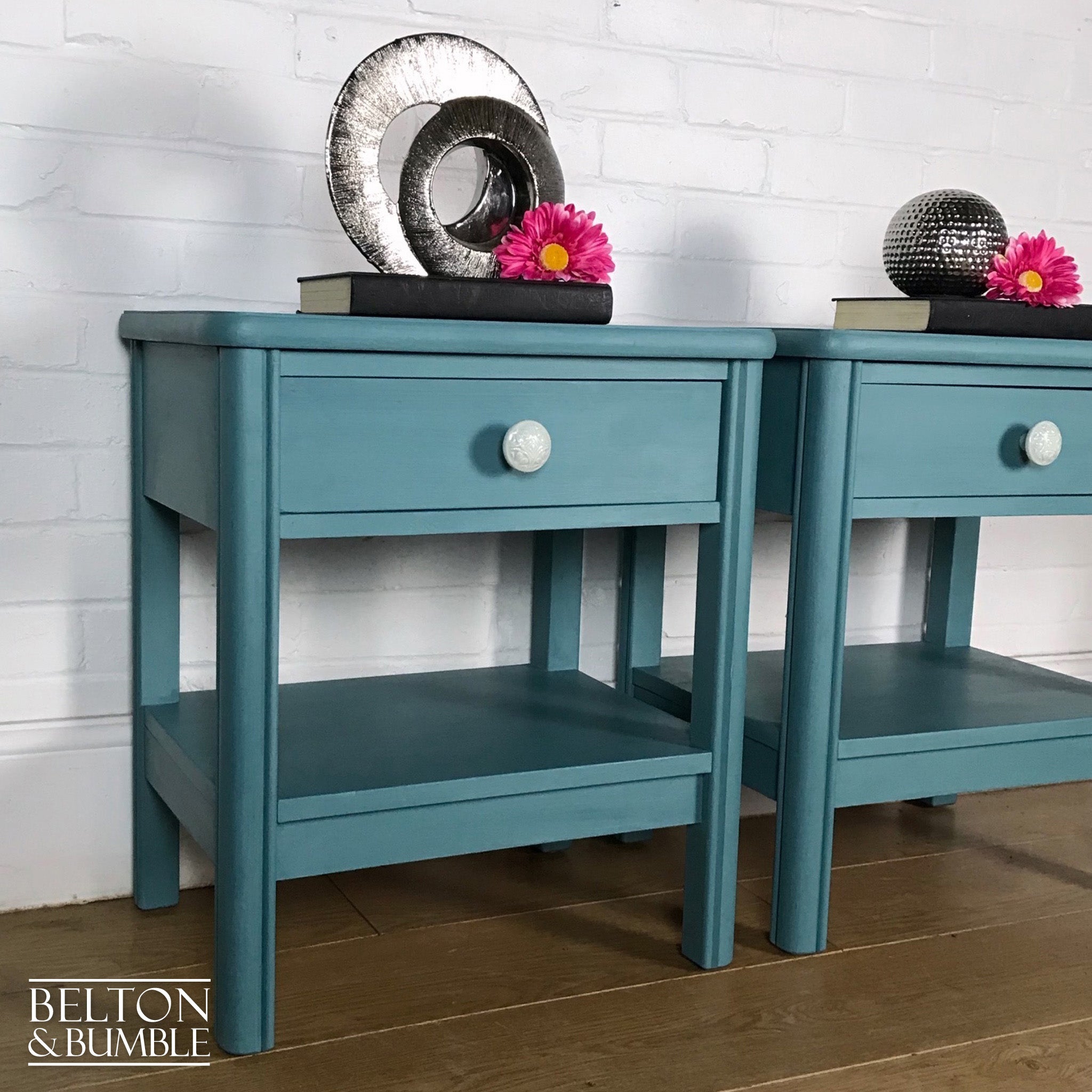 Bedside Drawers Set in Duck Egg Blue-Belton & Bumble