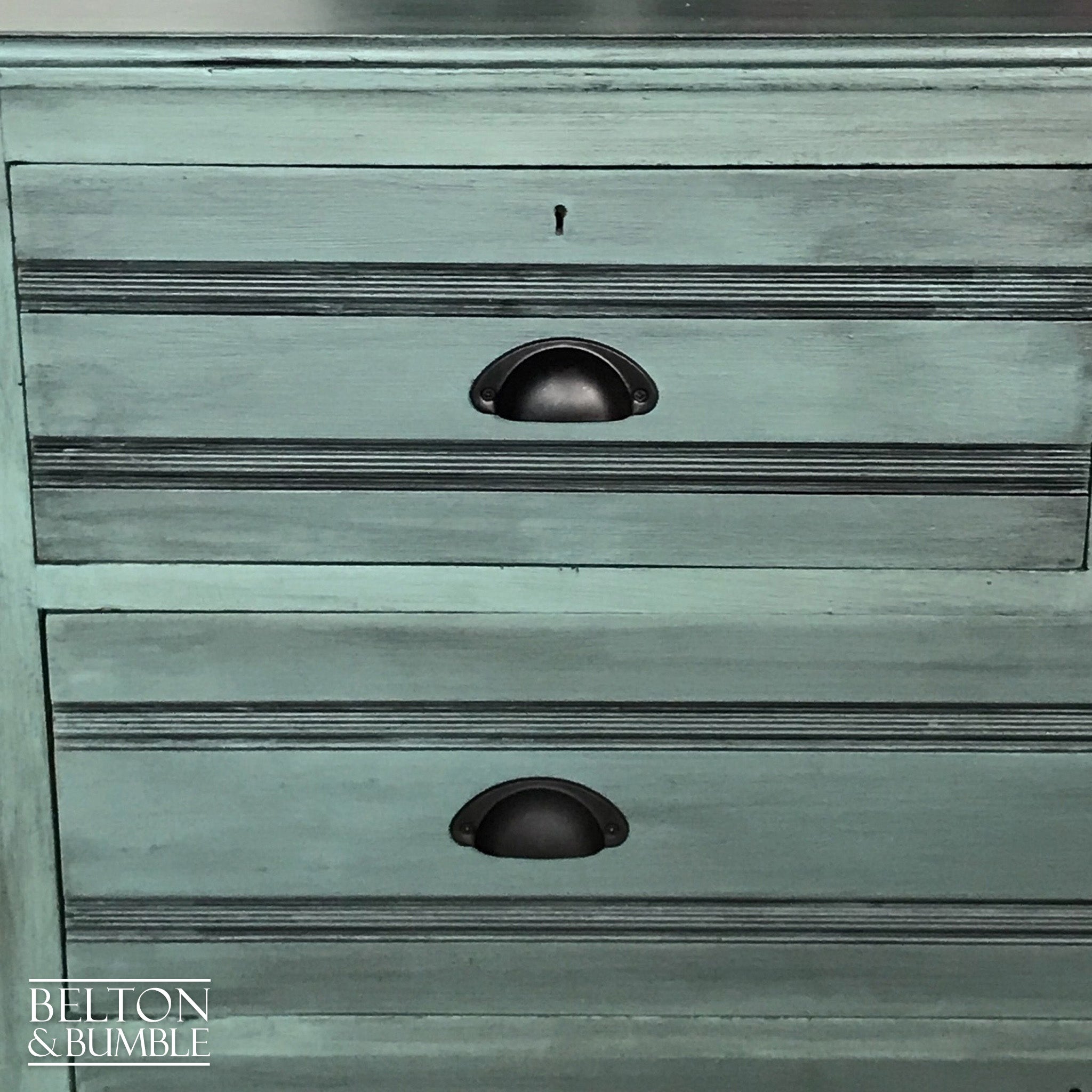 Duck Egg and Black Chest of Drawers-Belton & Bumble