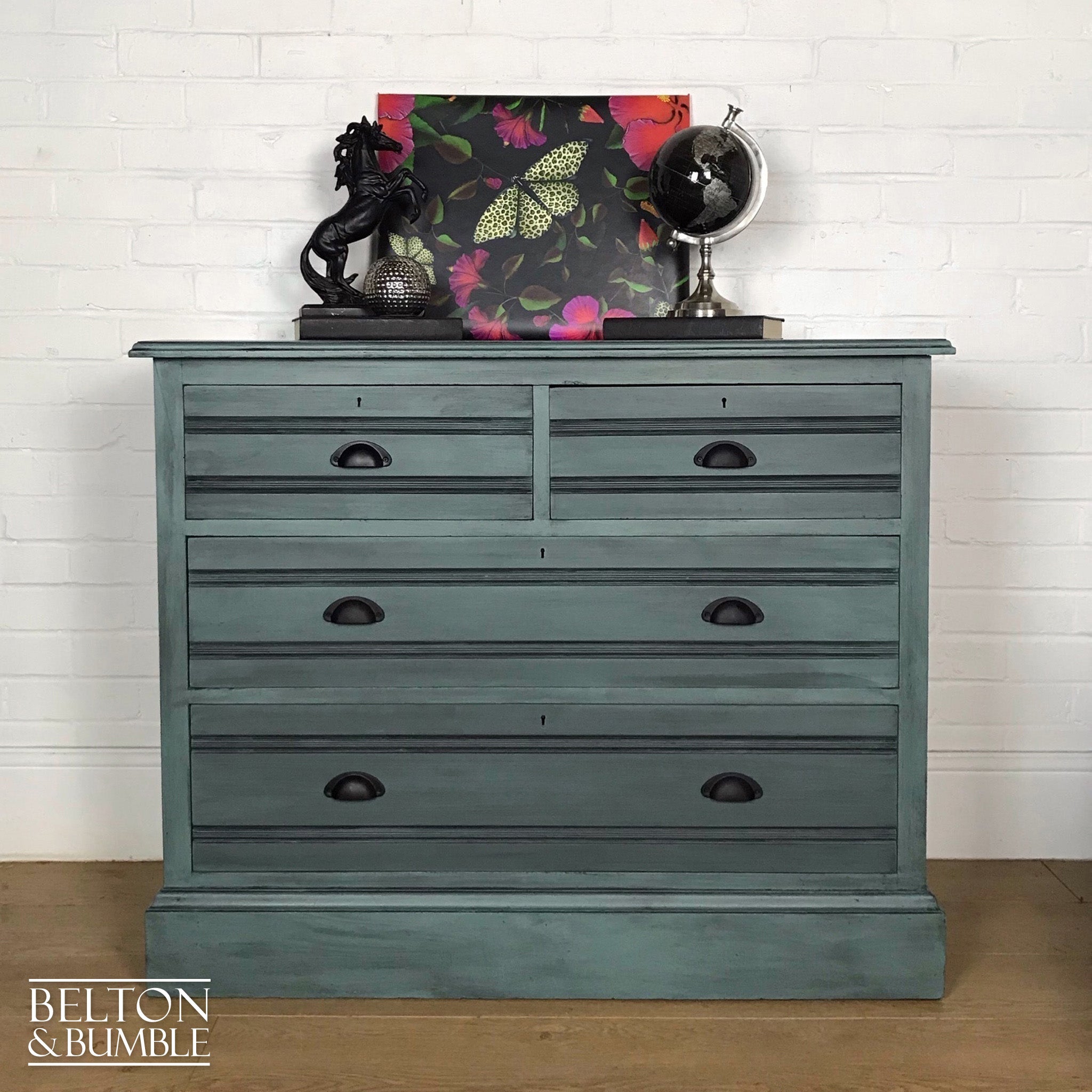 Duck Egg and Black Chest of Drawers-Belton & Bumble