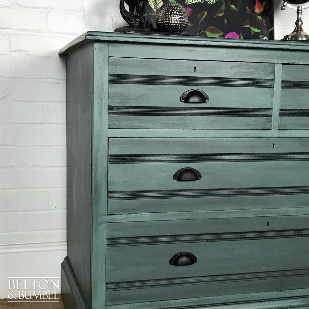 Duck Egg and Black Chest of Drawers-Belton & Bumble