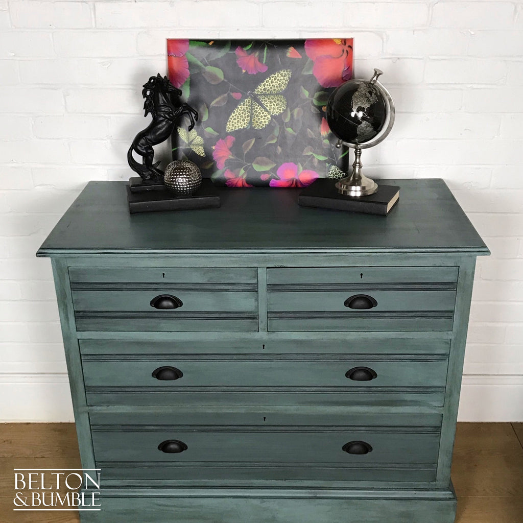 Duck Egg and Black Chest of Drawers-Belton & Bumble