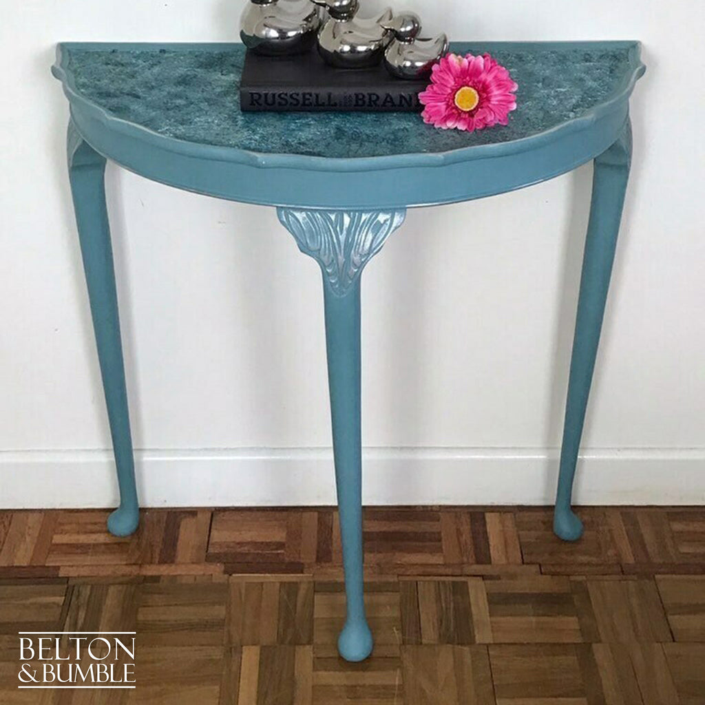 Light Teal Demi-Lune Half Moon Table-Belton & Bumble
