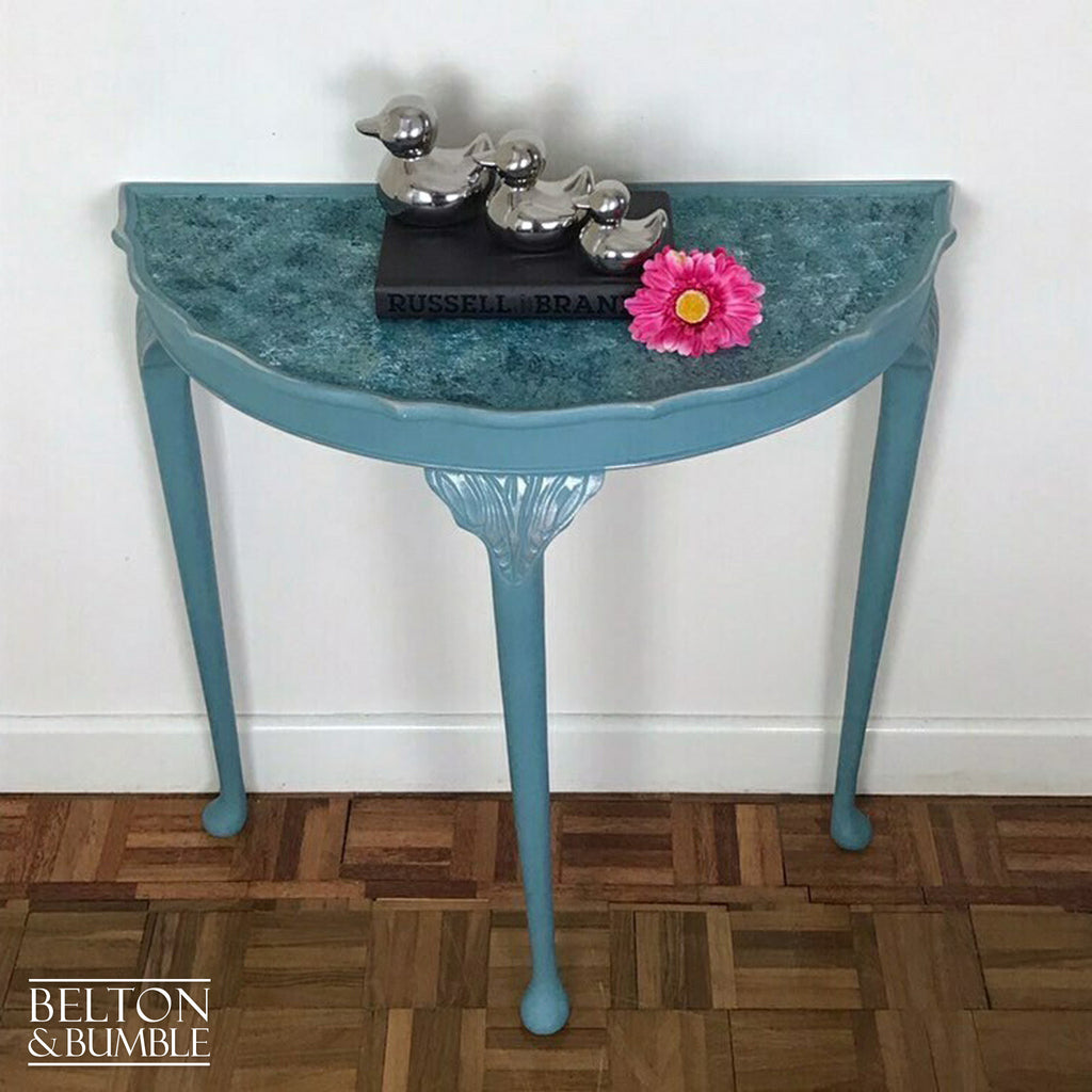 Light Teal Demi-Lune Half Moon Table-Belton & Bumble