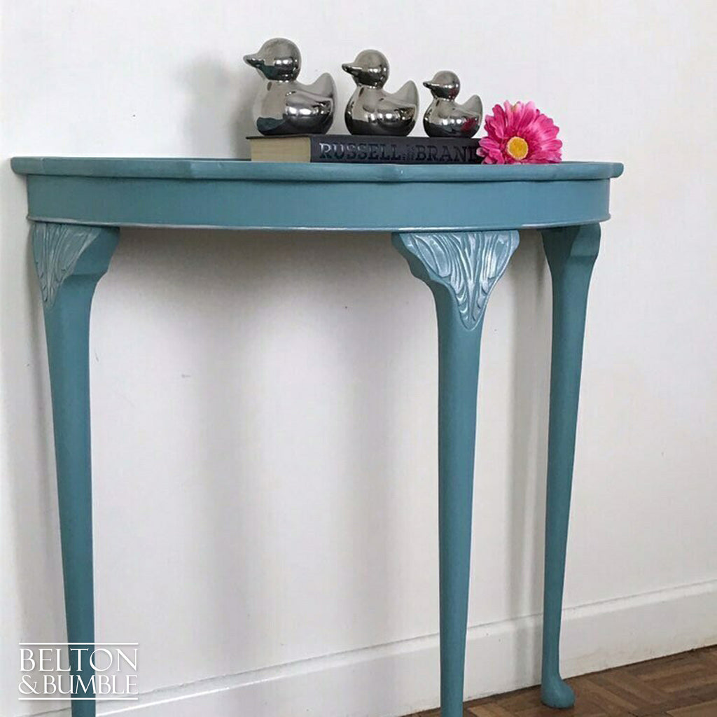Light Teal Demi-Lune Half Moon Table-Belton & Bumble