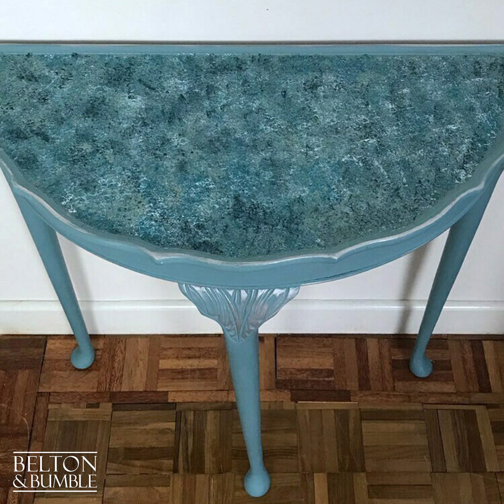Light Teal Demi-Lune Half Moon Table-Belton & Bumble