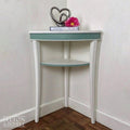 White and Duck Egg Freestanding Corner Shelving-Belton & Bumble