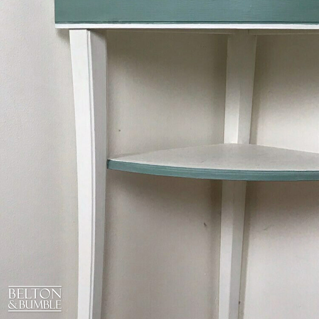 White and Duck Egg Freestanding Corner Shelving-Belton & Bumble