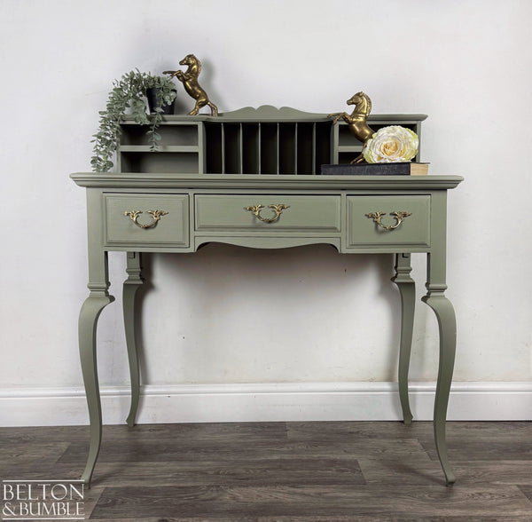 Writing Desk / Dressing Table with Hutch in Sage Green
