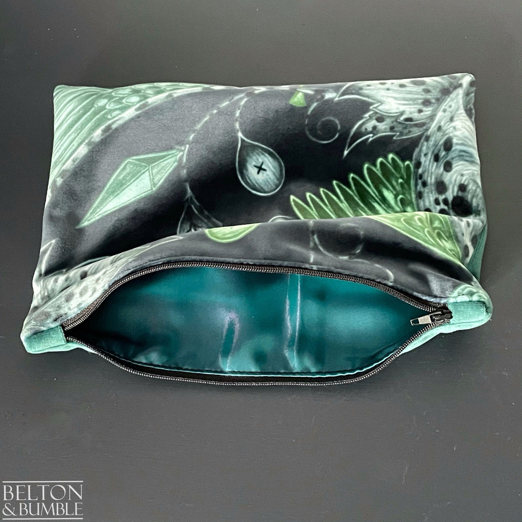 Handmade Make Up / Travel Toiletries Bag in “Animalia Extinct” Fabric by Emma Shipley-Belton & Bumble