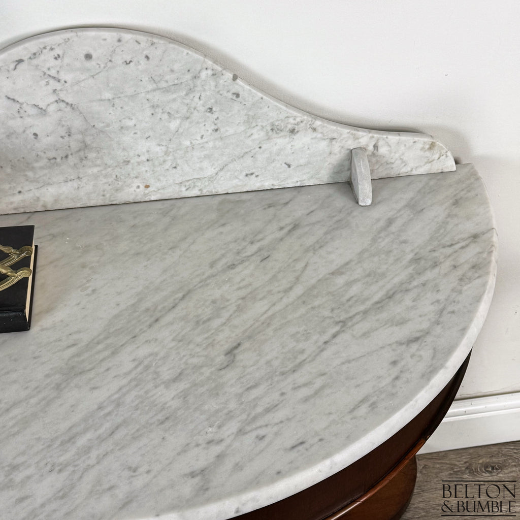 Late Victorian Duchess Style Mahogany Marble Washstand, Demi Lune Table-Belton & Bumble