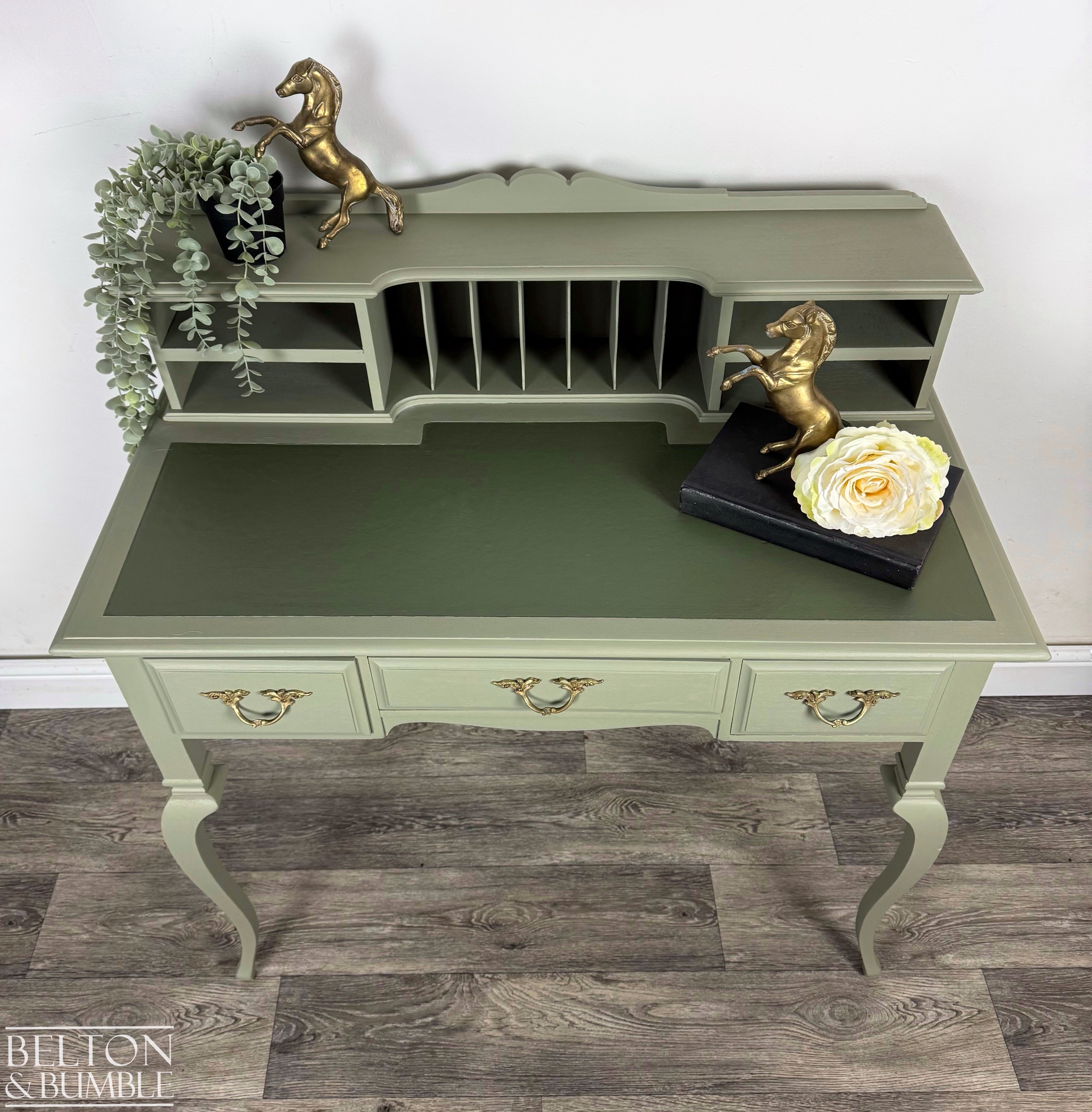 Writing Desk / Dressing Table with Hutch in Sage Green