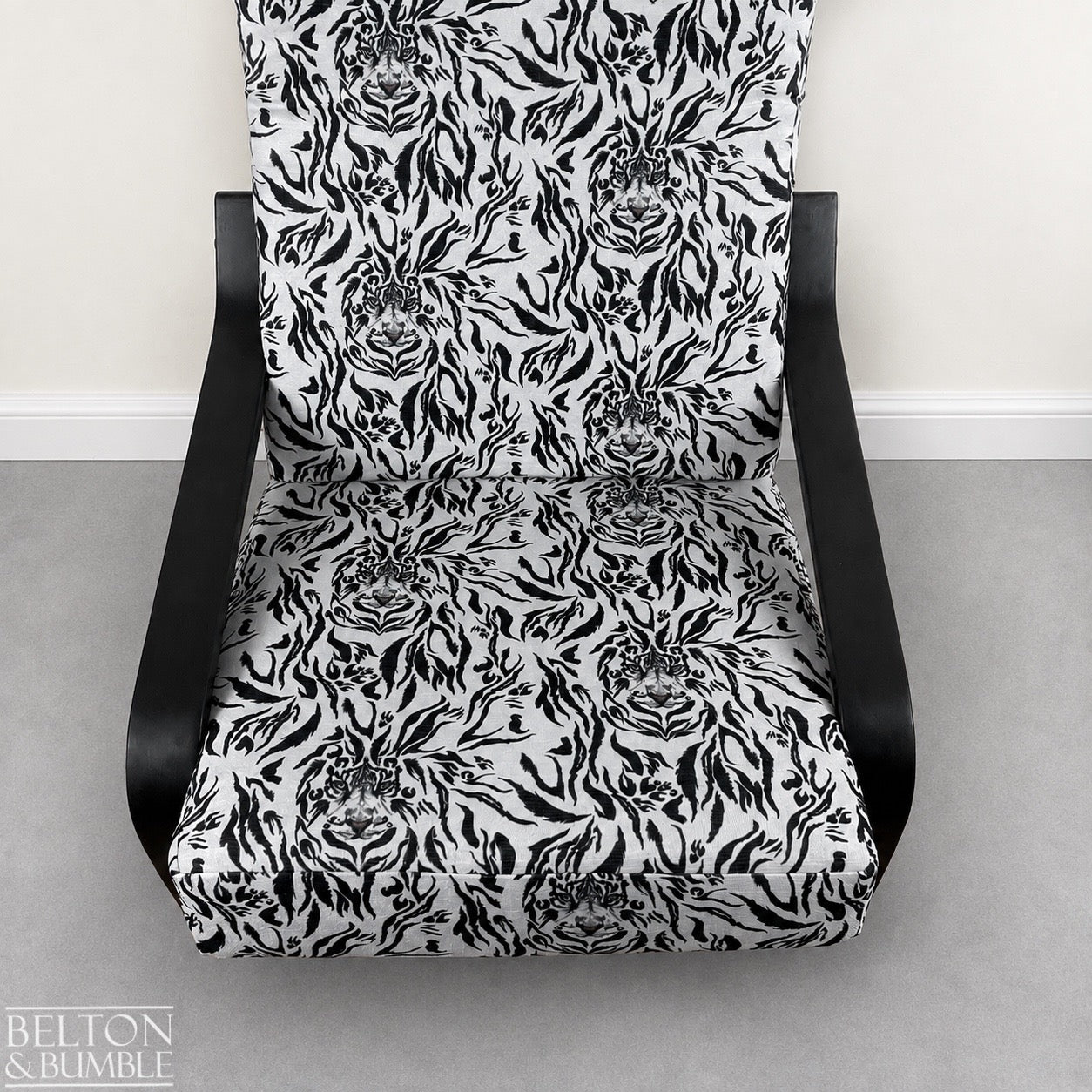Monochrome Rocker Chair with Tiger Print