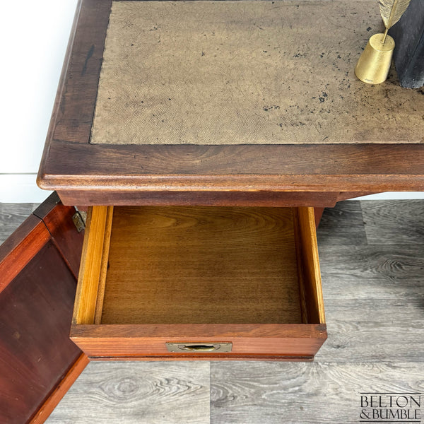 Vintage Mahogany Kneehole Desk with Hidden Drawers-Belton & Butler
