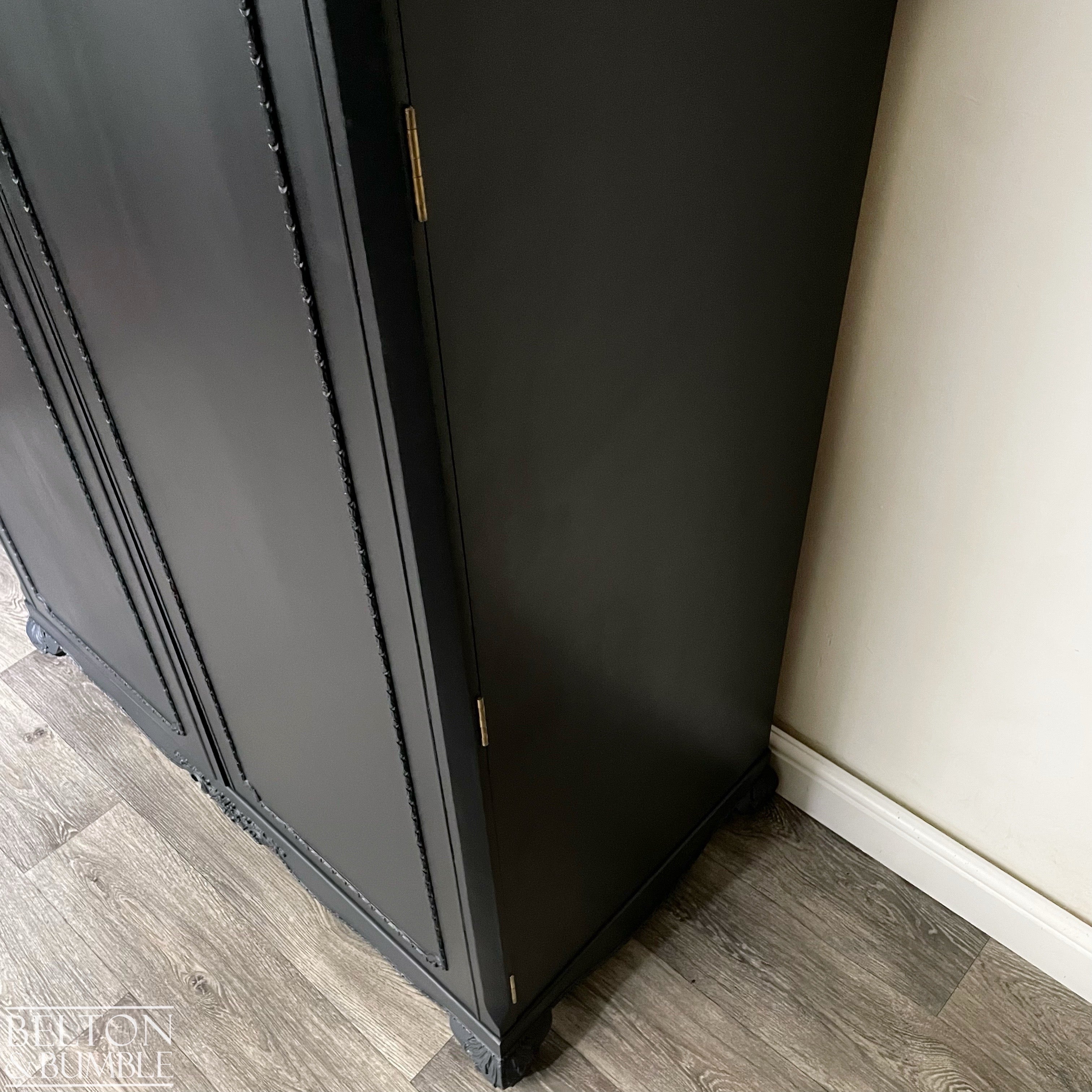 Vintage Double Door Armoire Wardrobe in Black-Wardrobe-Belton & Bumble