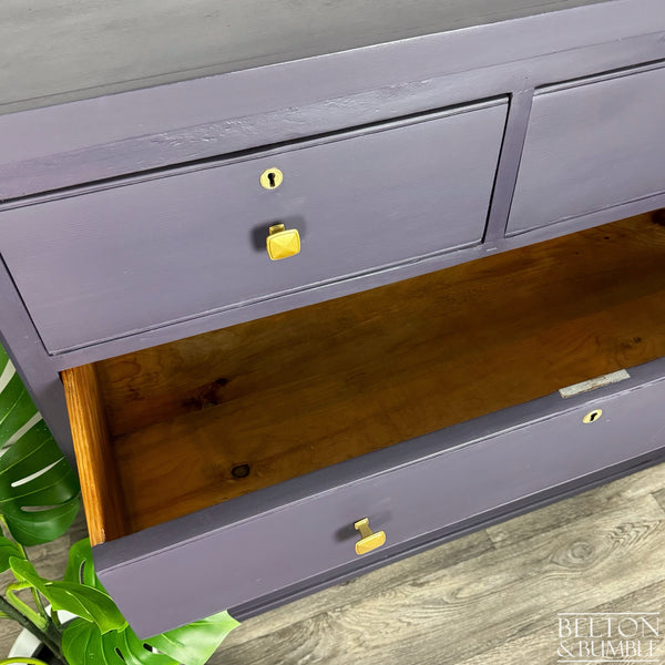 Large Five Drawer Vintage Chest of Drawers in Dark Purple-Belton & Butler