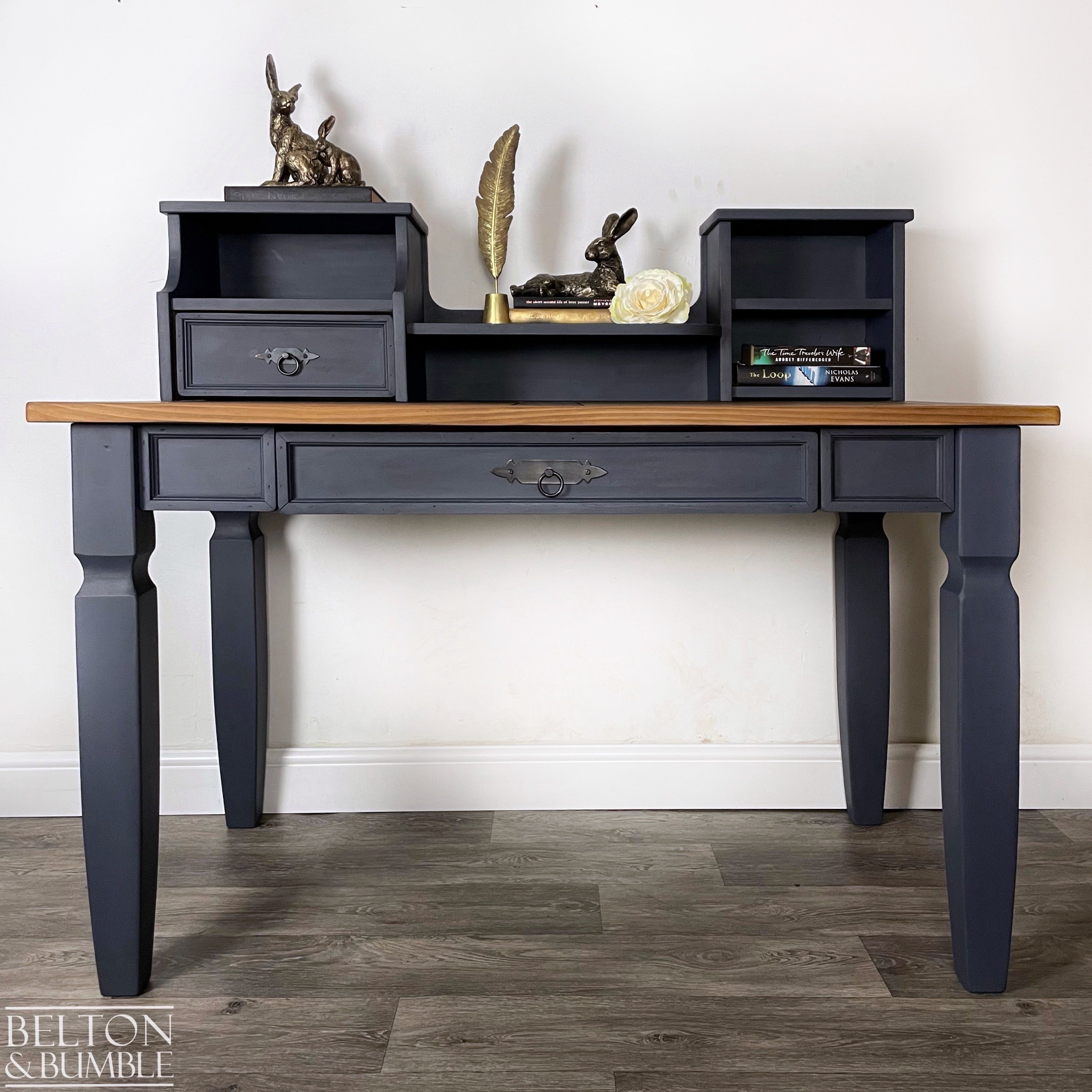 Vintage Pine Computer Office Desk and Chair-Belton & Bumble