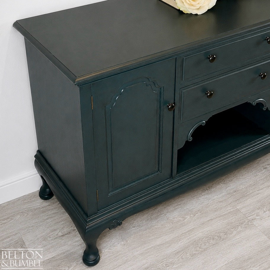 Solid Wood Carved Blue Drinks Cabinet Sideboard