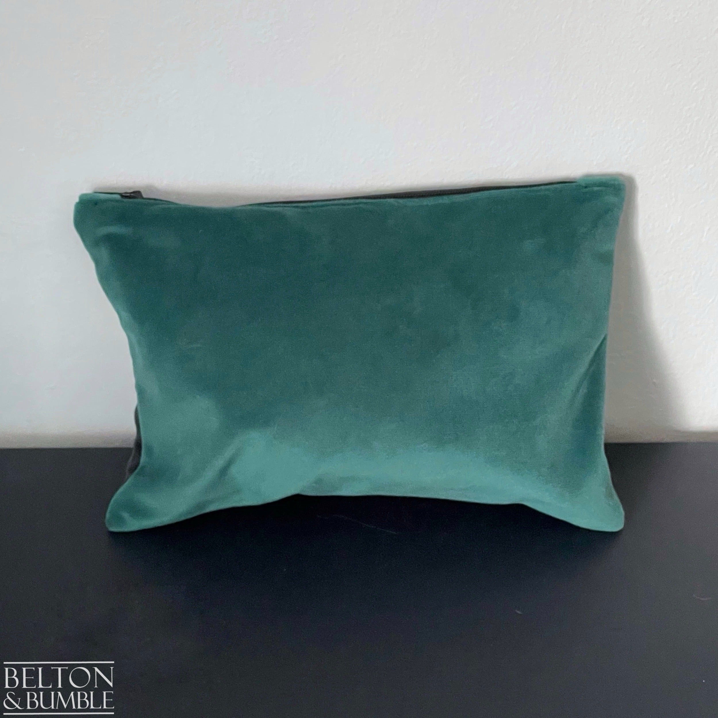 Handmade Make Up / Travel Toiletries Bag in “Silverback” Velvet Fabric by Emma Shipley-Belton & Bumble