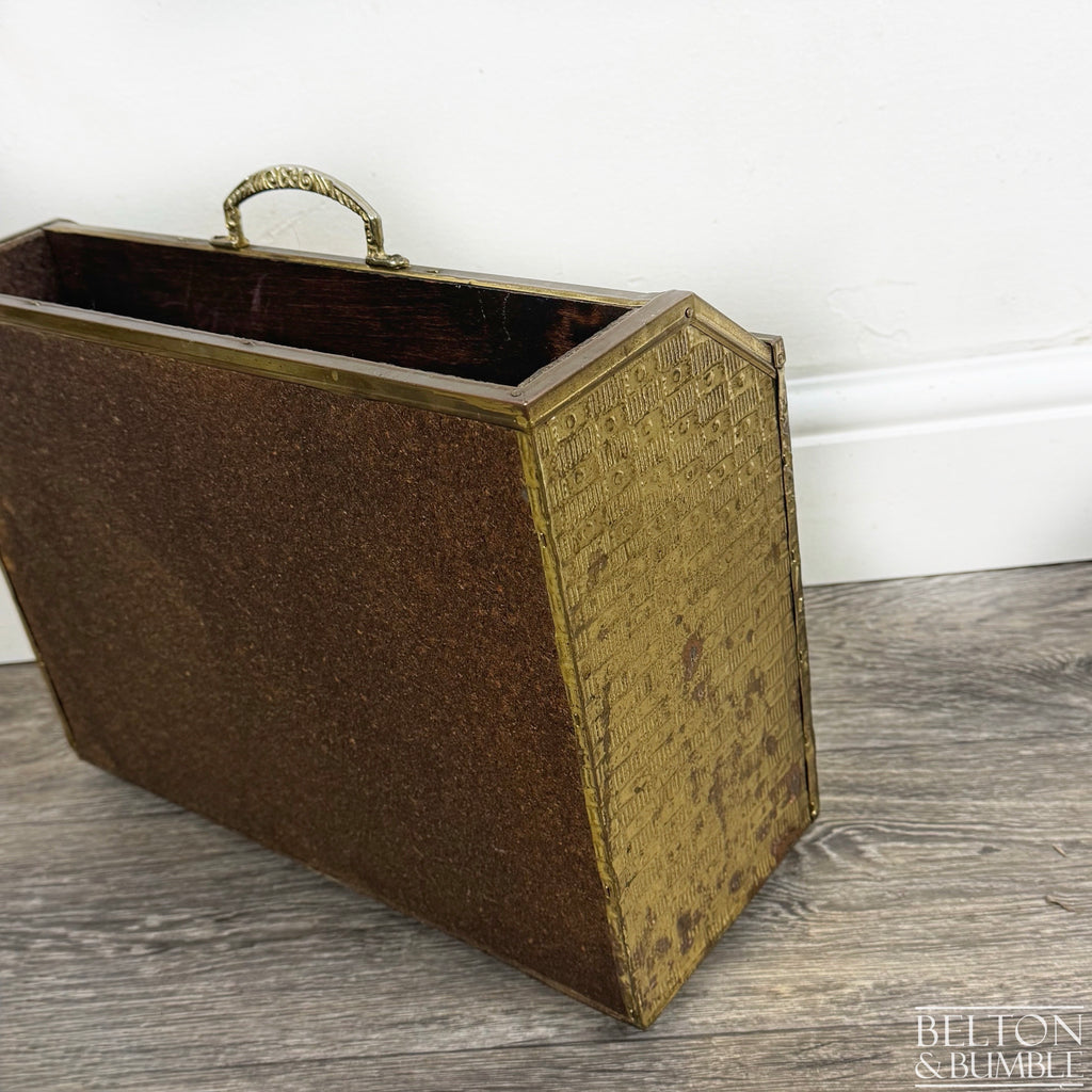 Vintage Brass Coaching Scene Magazine Rack by Lombard