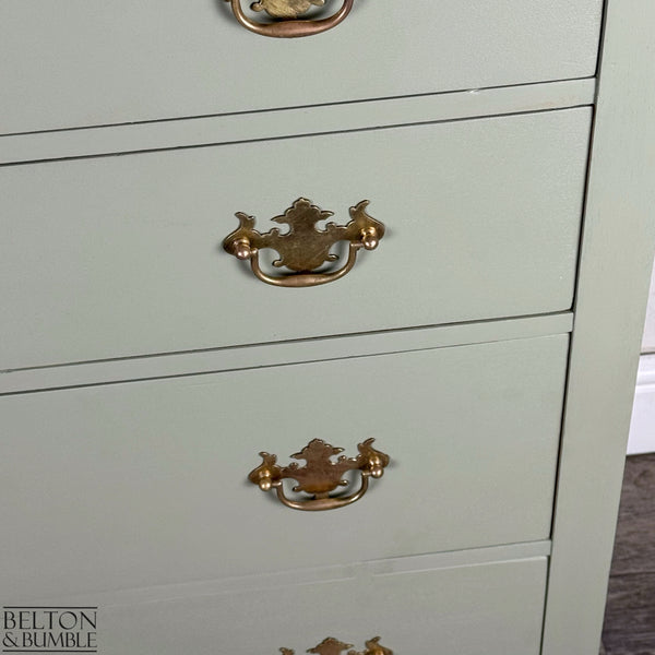Four Drawer Mahogany Chest of Drawers in Light Sage Green