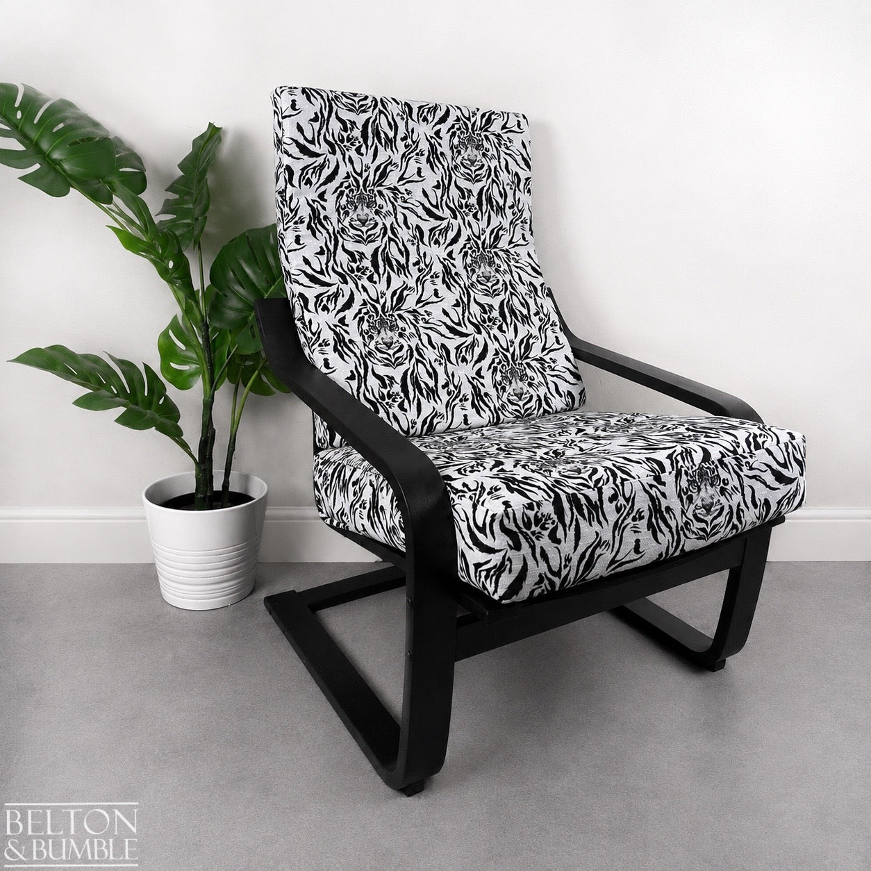 Monochrome Rocker Chair with Tiger Print