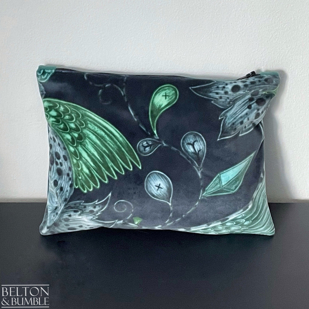 Handmade Make Up / Travel Toiletries Bag in “Animalia Extinct” Fabric by Emma Shipley-Belton & Bumble