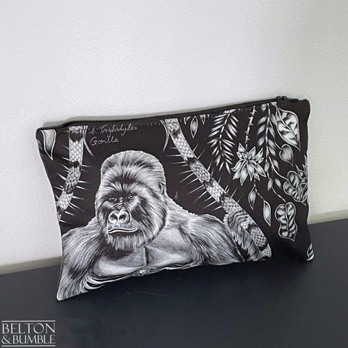 Handmade Make Up / Travel Toiletries Bag in “Silverback” Fabric by Emma Shipley-Belton & Bumble