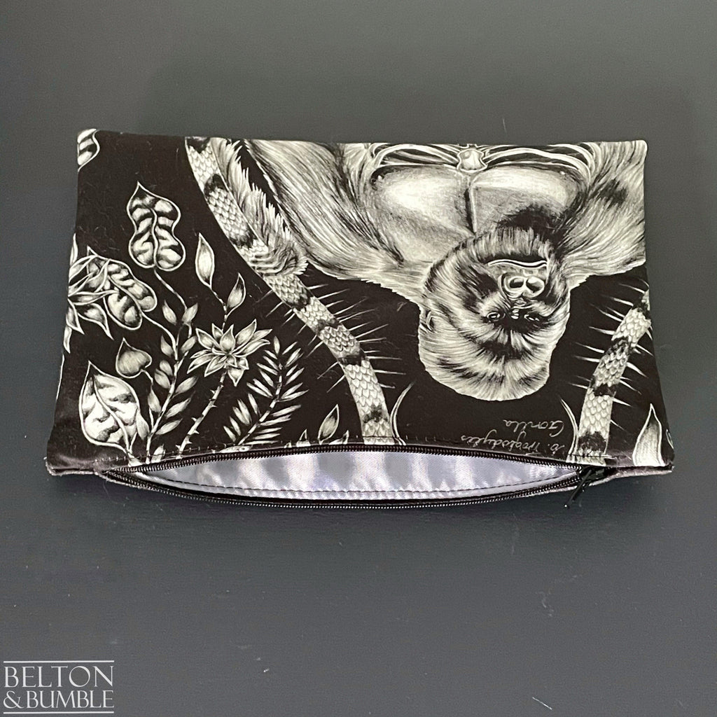 Handmade Make Up / Travel Toiletries Bag in “Silverback” Fabric by Emma Shipley-Belton & Bumble