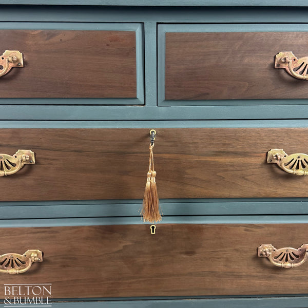 Four Drawer Mahogany & Walnut Chest of Drawers in Green-Belton & Butler