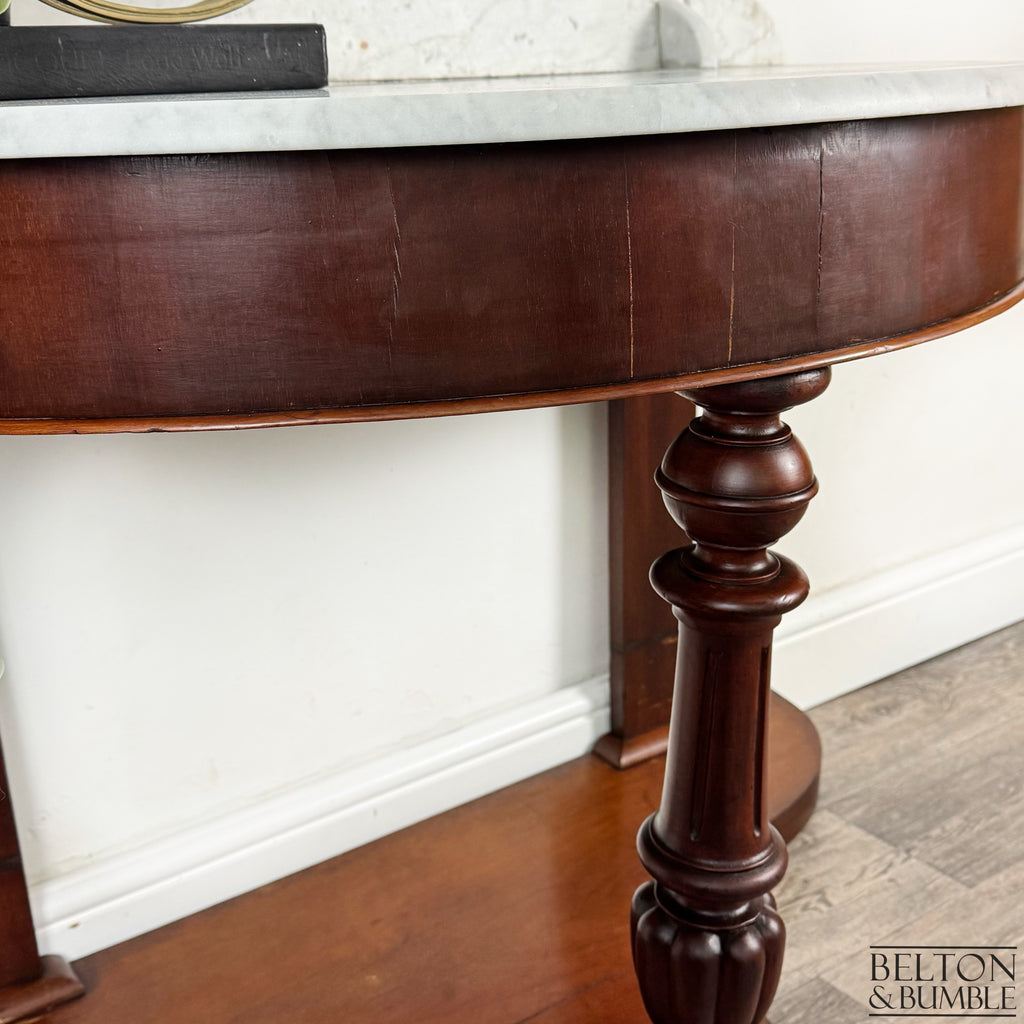 Late Victorian Duchess Style Mahogany Marble Washstand, Demi Lune Table-Belton & Bumble