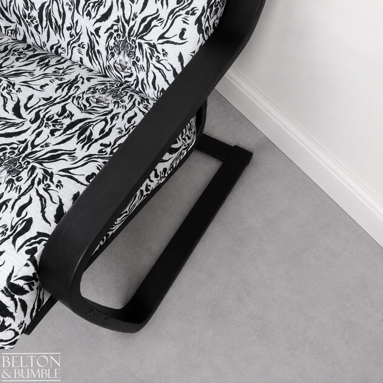 Monochrome Rocker Chair with Tiger Print