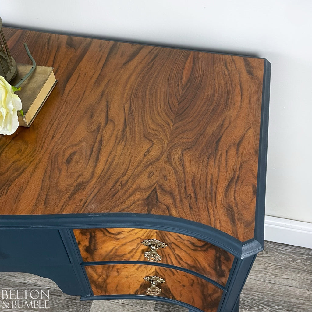 Walnut Desk / Dressing Table in Blue-Belton & Bumble