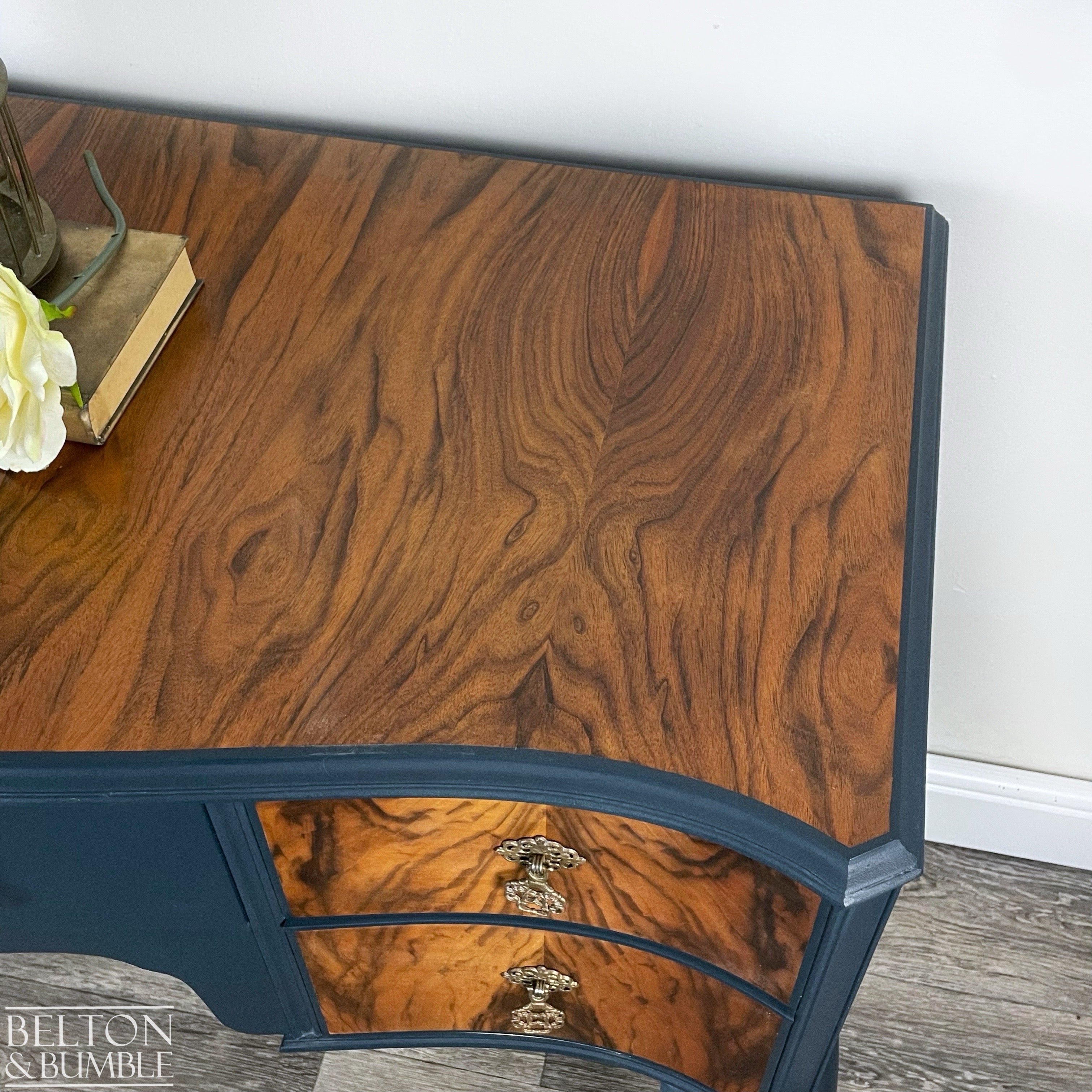 Walnut Desk / Dressing Table in Blue-Belton & Bumble