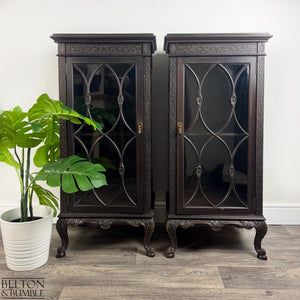 Pair of Tall Victorian Glass Cabinets-Belton & Butler