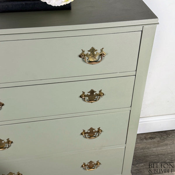Four Drawer Mahogany Chest of Drawers in Light Sage Green